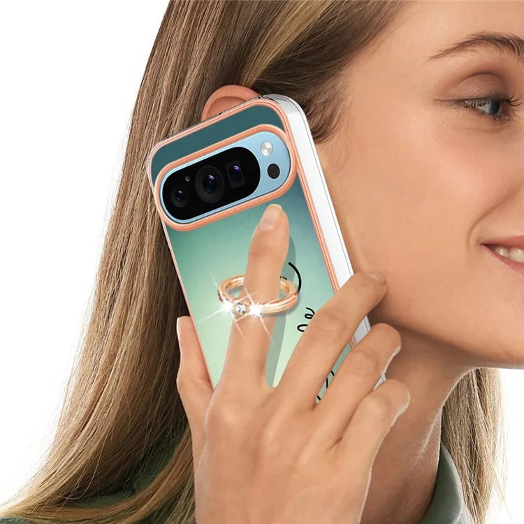 YB IMD Series-20 Style D for Google Pixel 9 / Pixel 9 Pro Case Electroplating 2.0mm TPU Protective Shell with Kickstand