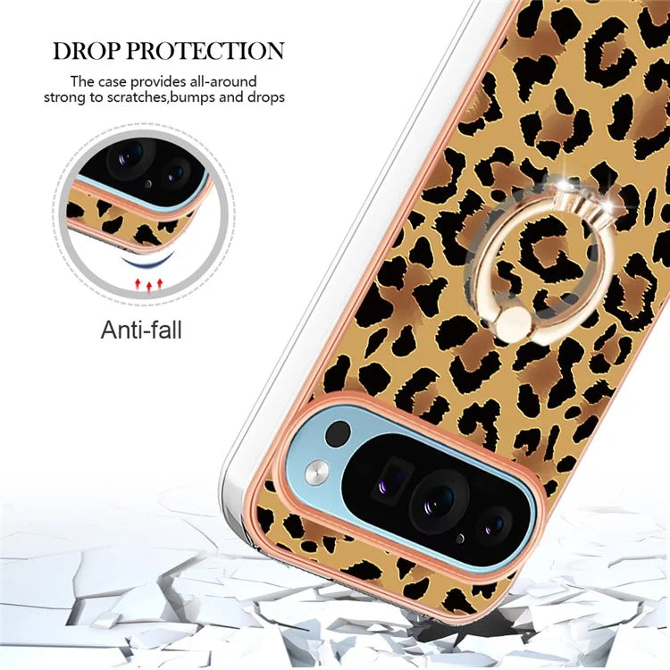YB IMD Series-20 Style D for Google Pixel 9 / Pixel 9 Pro Case Electroplating 2.0mm TPU Protective Shell with Kickstand