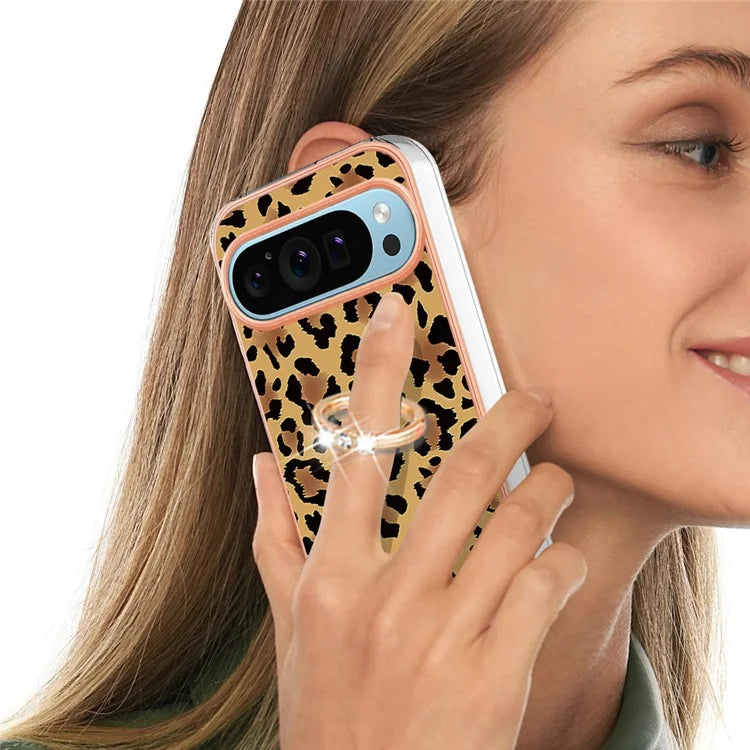 YB IMD Series-20 Style D for Google Pixel 9 / Pixel 9 Pro Case Electroplating 2.0mm TPU Protective Shell with Kickstand