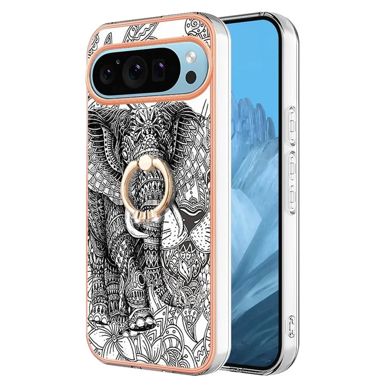 YB IMD Series-20 Style D for Google Pixel 9 / Pixel 9 Pro Case Electroplating 2.0mm TPU Protective Shell with Kickstand