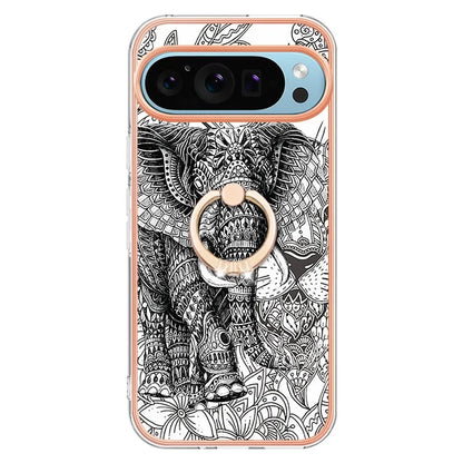 YB IMD Series-20 Style D for Google Pixel 9 / Pixel 9 Pro Case Electroplating 2.0mm TPU Protective Shell with Kickstand