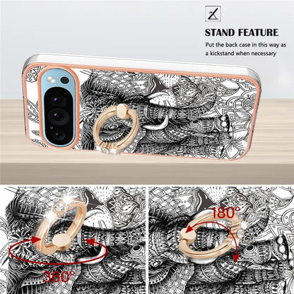 YB IMD Series-20 Style D for Google Pixel 9 / Pixel 9 Pro Case Electroplating 2.0mm TPU Protective Shell with Kickstand