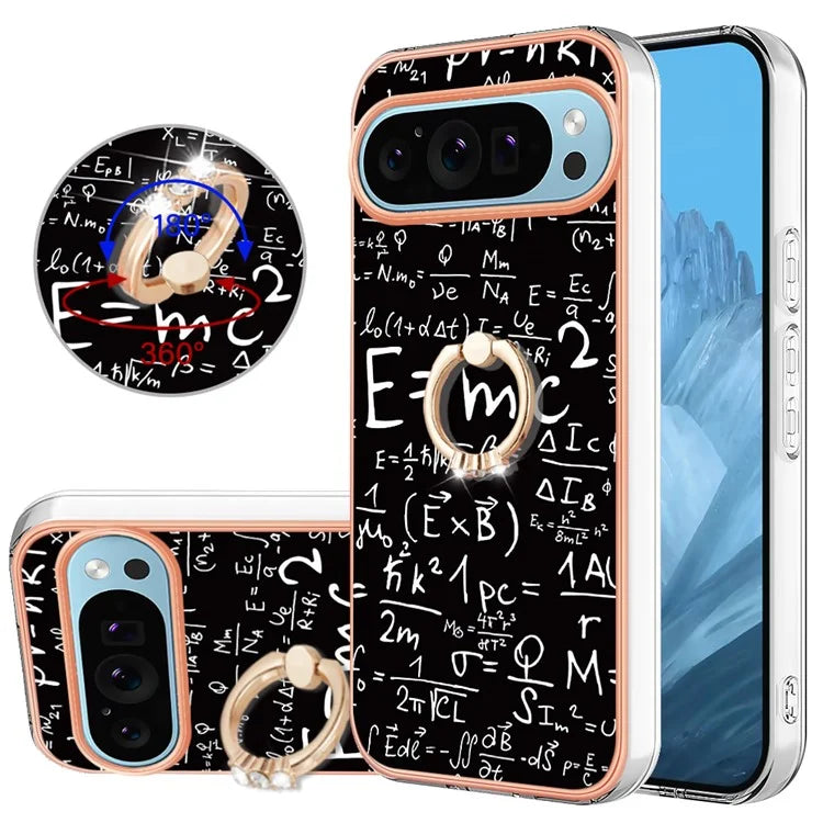 YB IMD Series-20 Style D for Google Pixel 9 / Pixel 9 Pro Case Electroplating 2.0mm TPU Protective Shell with Kickstand