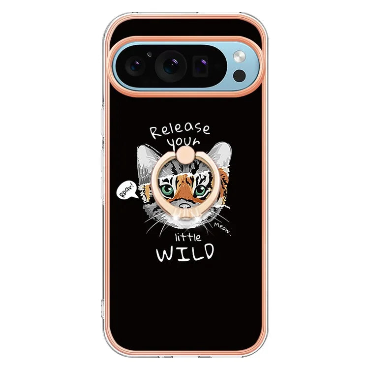 YB IMD Series-20 Style D for Google Pixel 9 / Pixel 9 Pro Case Electroplating 2.0mm TPU Protective Shell with Kickstand