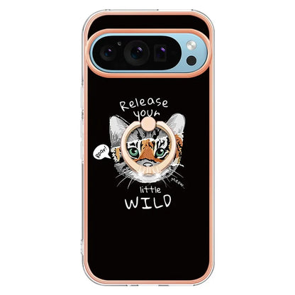 YB IMD Series-20 Style D for Google Pixel 9 / Pixel 9 Pro Case Electroplating 2.0mm TPU Protective Shell with Kickstand