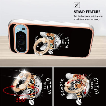 YB IMD Series-20 Style D for Google Pixel 9 / Pixel 9 Pro Case Electroplating 2.0mm TPU Protective Shell with Kickstand