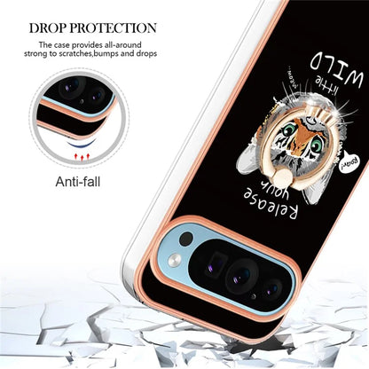 YB IMD Series-20 Style D for Google Pixel 9 / Pixel 9 Pro Case Electroplating 2.0mm TPU Protective Shell with Kickstand