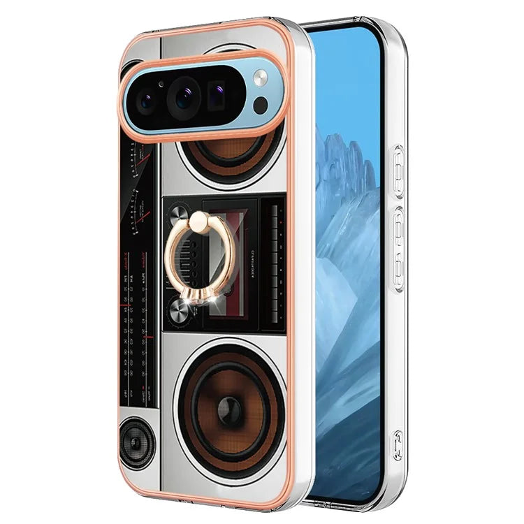 YB IMD Series-20 Style D for Google Pixel 9 / Pixel 9 Pro Case Electroplating 2.0mm TPU Protective Shell with Kickstand