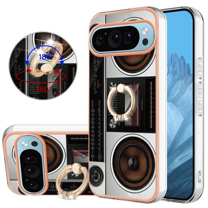 YB IMD Series-20 Style D for Google Pixel 9 / Pixel 9 Pro Case Electroplating 2.0mm TPU Protective Shell with Kickstand