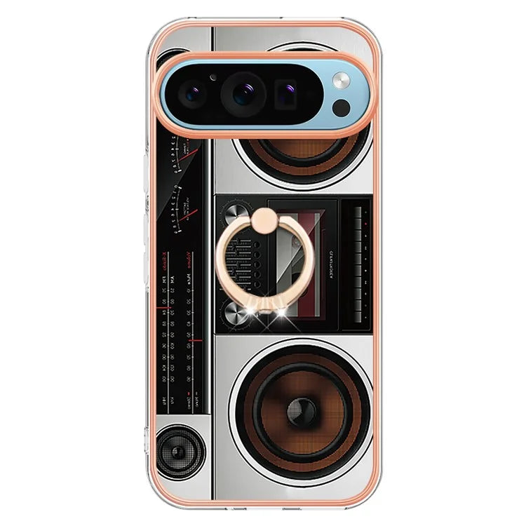 YB IMD Series-20 Style D for Google Pixel 9 / Pixel 9 Pro Case Electroplating 2.0mm TPU Protective Shell with Kickstand