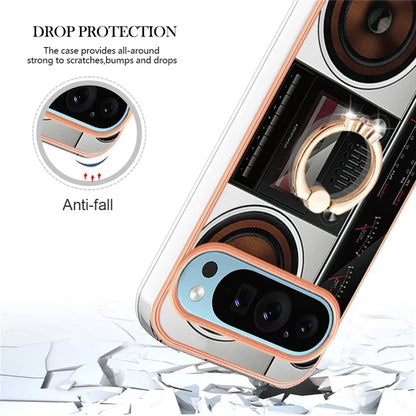 YB IMD Series-20 Style D for Google Pixel 9 / Pixel 9 Pro Case Electroplating 2.0mm TPU Protective Shell with Kickstand