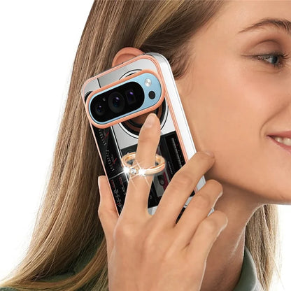 YB IMD Series-20 Style D for Google Pixel 9 / Pixel 9 Pro Case Electroplating 2.0mm TPU Protective Shell with Kickstand