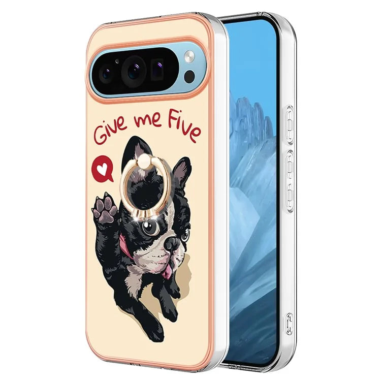 YB IMD Series-20 Style D for Google Pixel 9 / Pixel 9 Pro Case Electroplating 2.0mm TPU Protective Shell with Kickstand