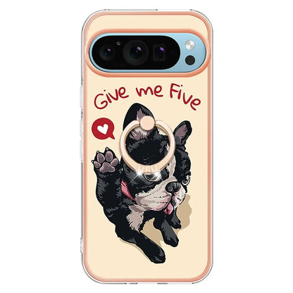 YB IMD Series-20 Style D for Google Pixel 9 / Pixel 9 Pro Case Electroplating 2.0mm TPU Protective Shell with Kickstand