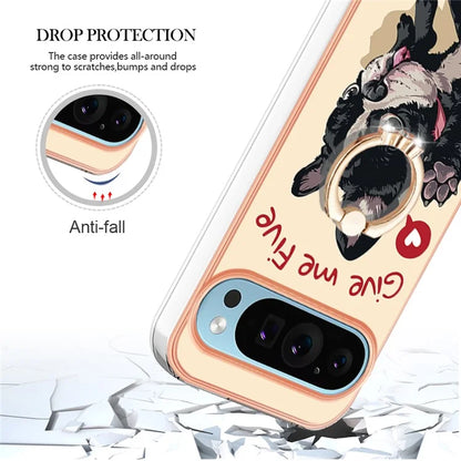 YB IMD Series-20 Style D for Google Pixel 9 / Pixel 9 Pro Case Electroplating 2.0mm TPU Protective Shell with Kickstand