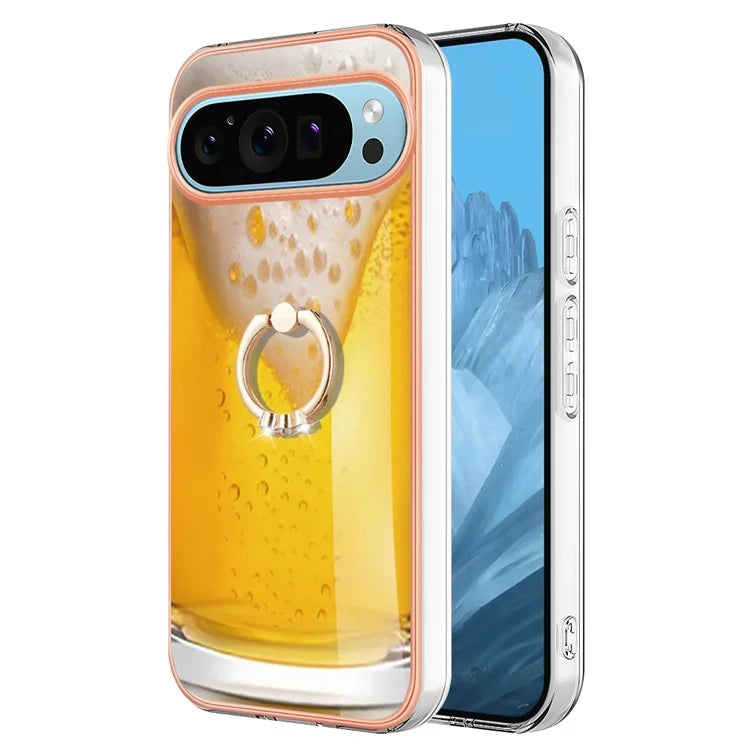 YB IMD Series-20 Style D for Google Pixel 9 / Pixel 9 Pro Case Electroplating 2.0mm TPU Protective Shell with Kickstand