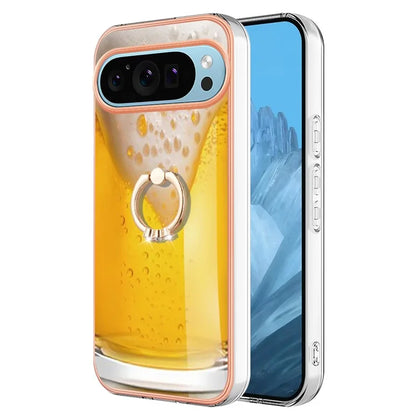 YB IMD Series-20 Style D for Google Pixel 9 / Pixel 9 Pro Case Electroplating 2.0mm TPU Protective Shell with Kickstand