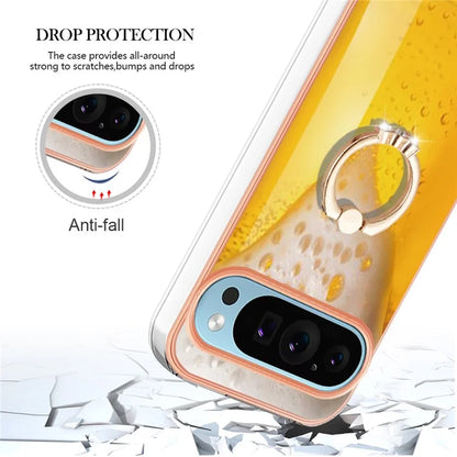 YB IMD Series-20 Style D for Google Pixel 9 / Pixel 9 Pro Case Electroplating 2.0mm TPU Protective Shell with Kickstand