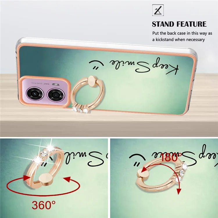 YB IMD Series-20 Style D for Motorola Moto E14 4G / G04 4G / G04s 4G / G24 4G Case Kickstand 2.0mm TPU Cover