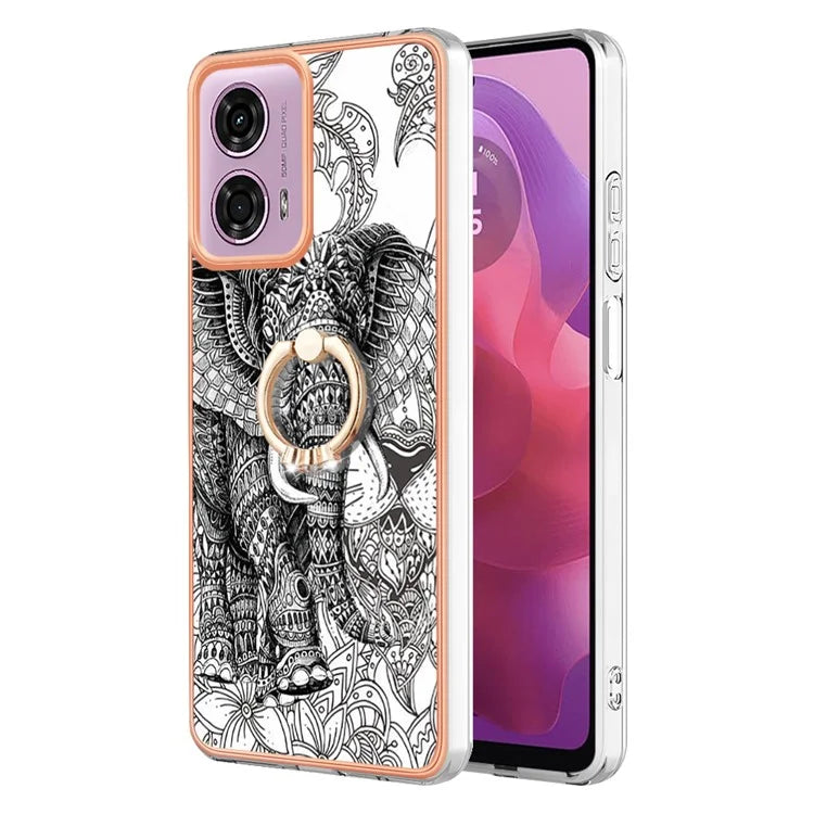 YB IMD Series-20 Style D for Motorola Moto E14 4G / G04 4G / G04s 4G / G24 4G Case Kickstand 2.0mm TPU Cover