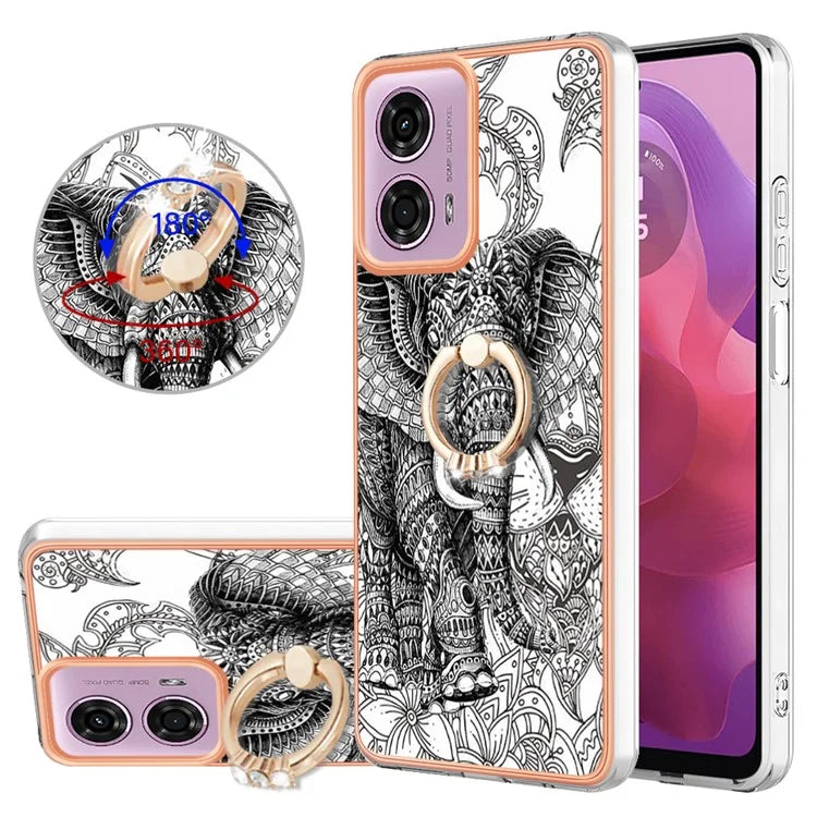 YB IMD Series-20 Style D for Motorola Moto E14 4G / G04 4G / G04s 4G / G24 4G Case Kickstand 2.0mm TPU Cover