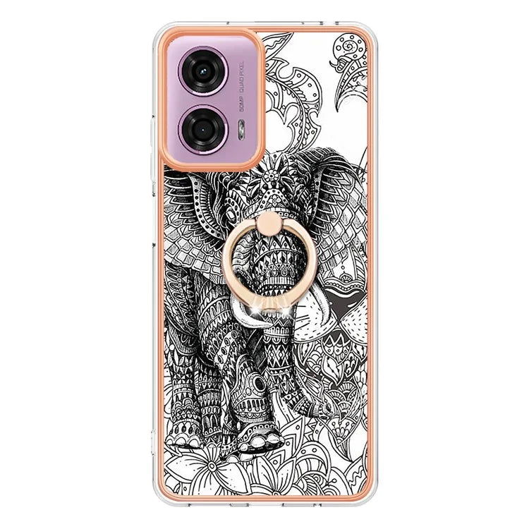 YB IMD Series-20 Style D for Motorola Moto E14 4G / G04 4G / G04s 4G / G24 4G Case Kickstand 2.0mm TPU Cover