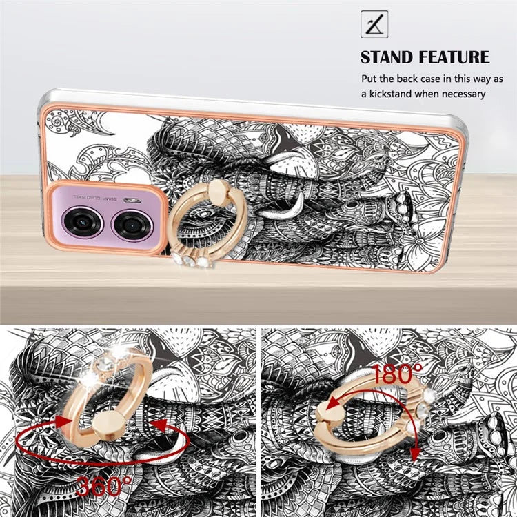 YB IMD Series-20 Style D for Motorola Moto E14 4G / G04 4G / G04s 4G / G24 4G Case Kickstand 2.0mm TPU Cover