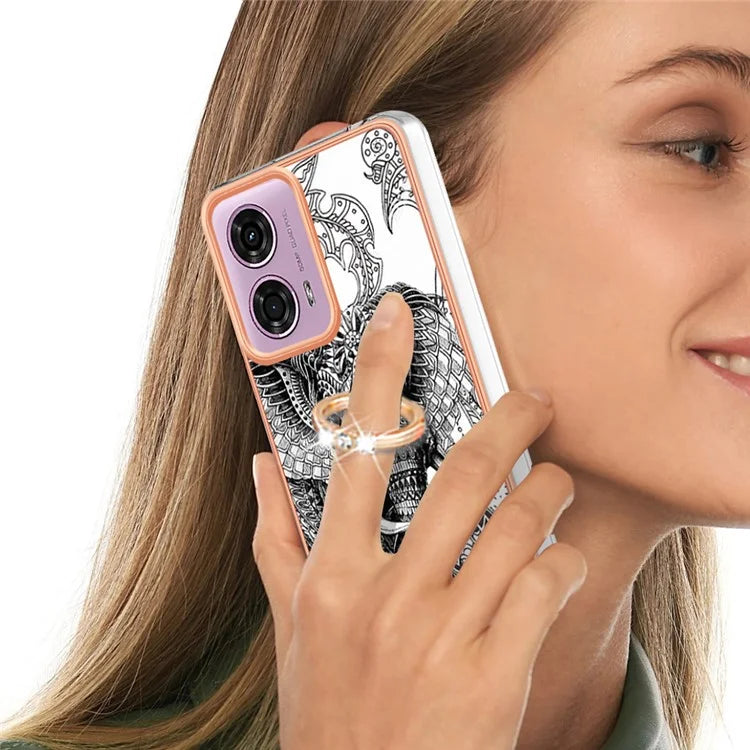 YB IMD Series-20 Style D for Motorola Moto E14 4G / G04 4G / G04s 4G / G24 4G Case Kickstand 2.0mm TPU Cover