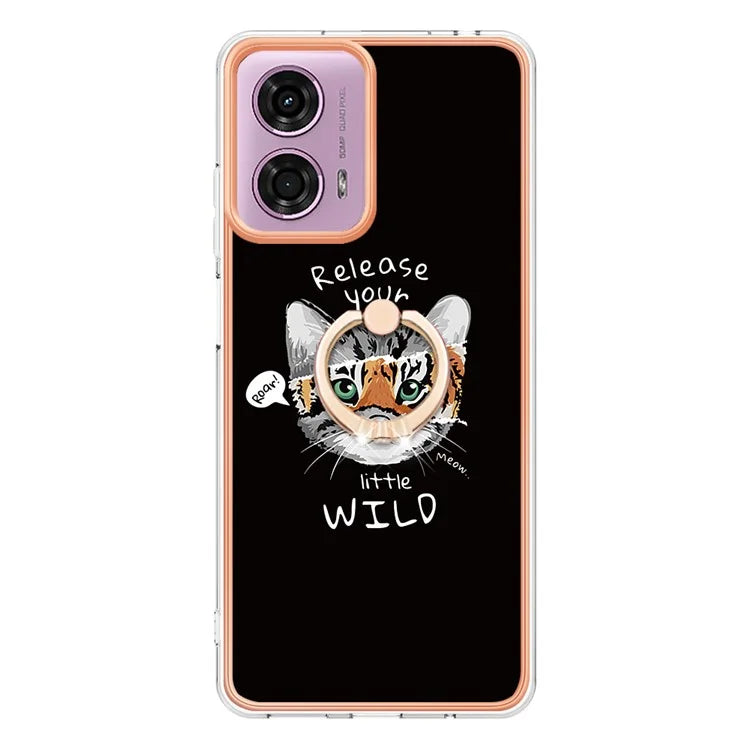 YB IMD Series-20 Style D for Motorola Moto E14 4G / G04 4G / G04s 4G / G24 4G Case Kickstand 2.0mm TPU Cover