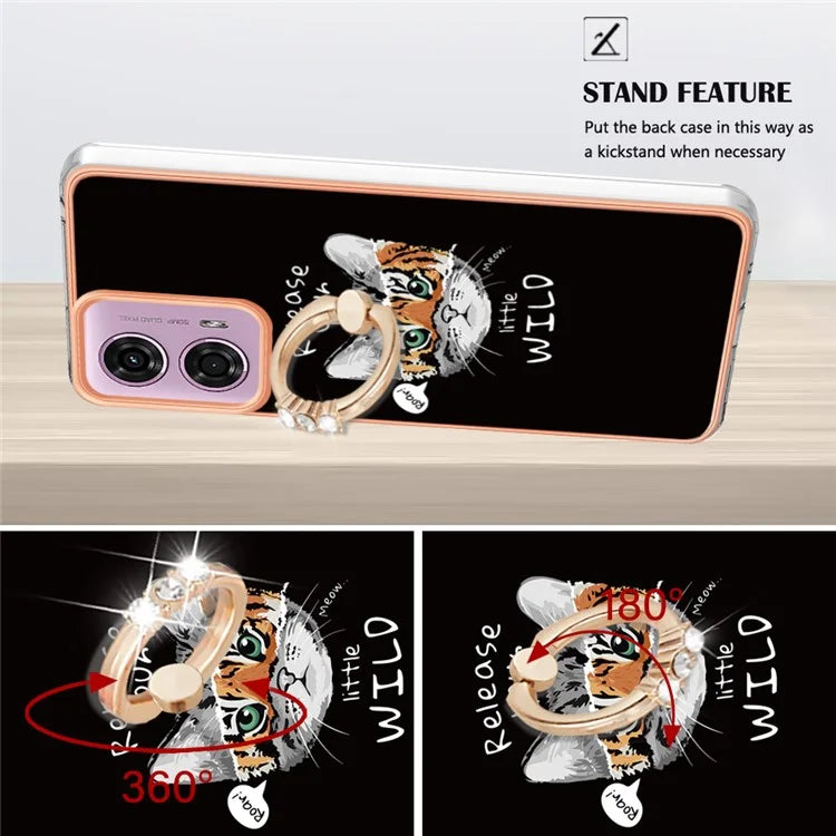 YB IMD Series-20 Style D for Motorola Moto E14 4G / G04 4G / G04s 4G / G24 4G Case Kickstand 2.0mm TPU Cover