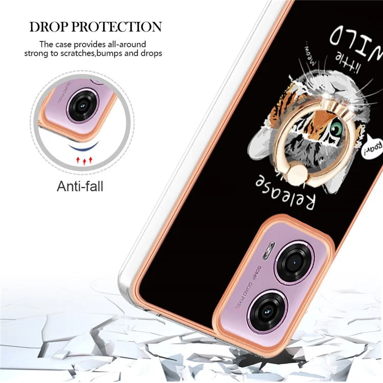YB IMD Series-20 Style D for Motorola Moto E14 4G / G04 4G / G04s 4G / G24 4G Case Kickstand 2.0mm TPU Cover