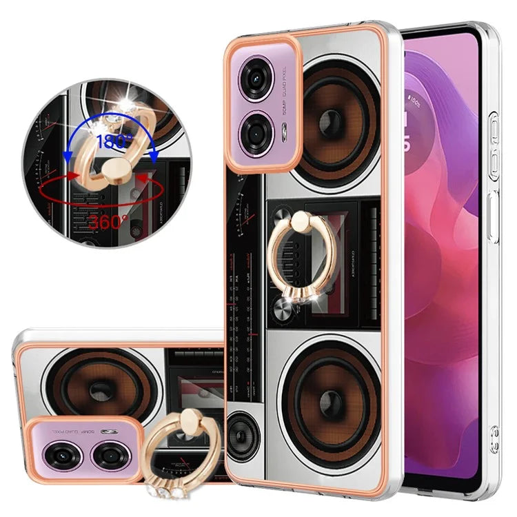 YB IMD Series-20 Style D for Motorola Moto E14 4G / G04 4G / G04s 4G / G24 4G Case Kickstand 2.0mm TPU Cover
