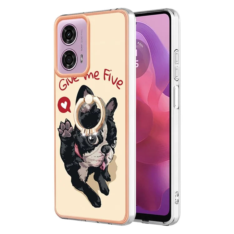 YB IMD Series-20 Style D for Motorola Moto E14 4G / G04 4G / G04s 4G / G24 4G Case Kickstand 2.0mm TPU Cover