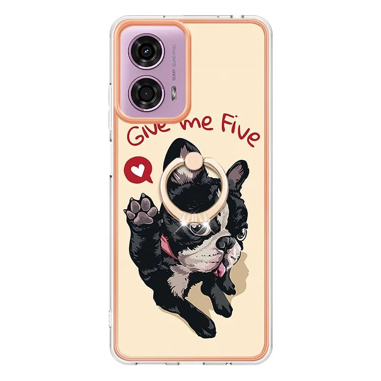YB IMD Series-20 Style D for Motorola Moto E14 4G / G04 4G / G04s 4G / G24 4G Case Kickstand 2.0mm TPU Cover