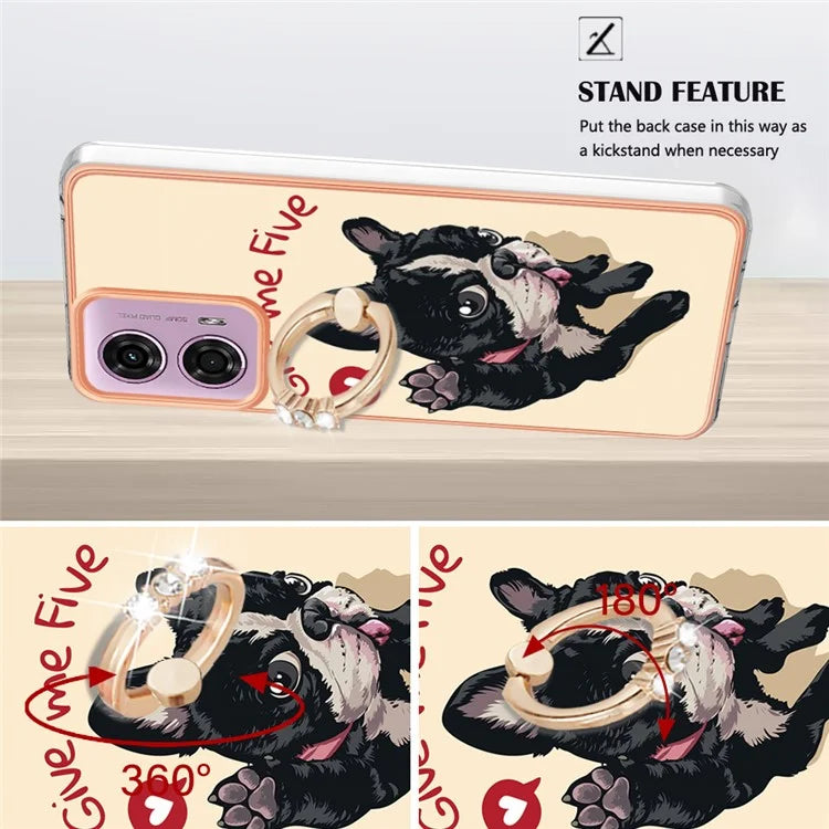 YB IMD Series-20 Style D for Motorola Moto E14 4G / G04 4G / G04s 4G / G24 4G Case Kickstand 2.0mm TPU Cover