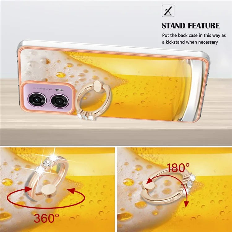 YB IMD Series-20 Style D for Motorola Moto E14 4G / G04 4G / G04s 4G / G24 4G Case Kickstand 2.0mm TPU Cover