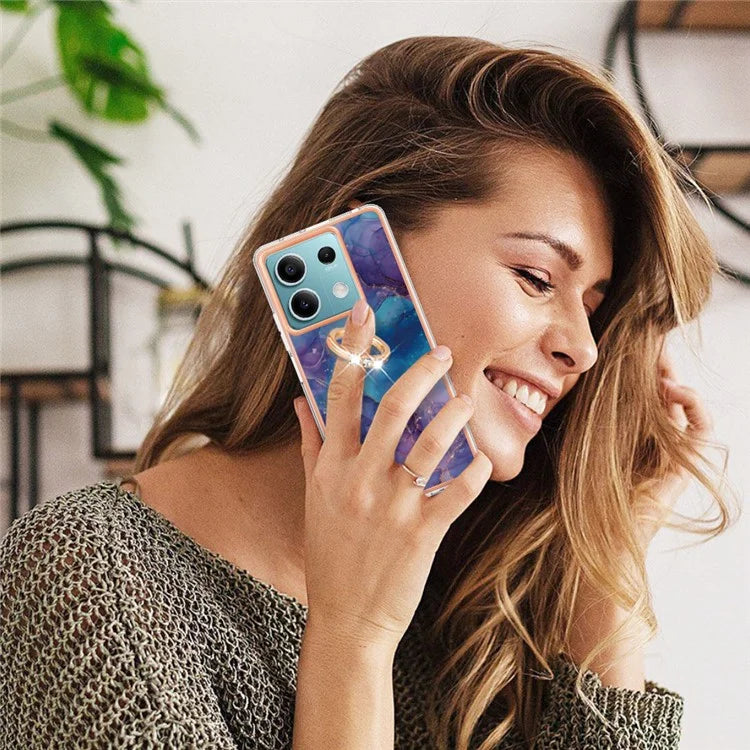 YB IMD Series-17 Style-E For Xiaomi Redmi Note 13 5G Case Electroplating Kickstand Soft TPU Cover