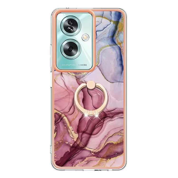 YB IMD Series-17 Style-E For Oppo A79 5G /  A2 5 Back Case Electroplated Ring Kickstand Phone Shell