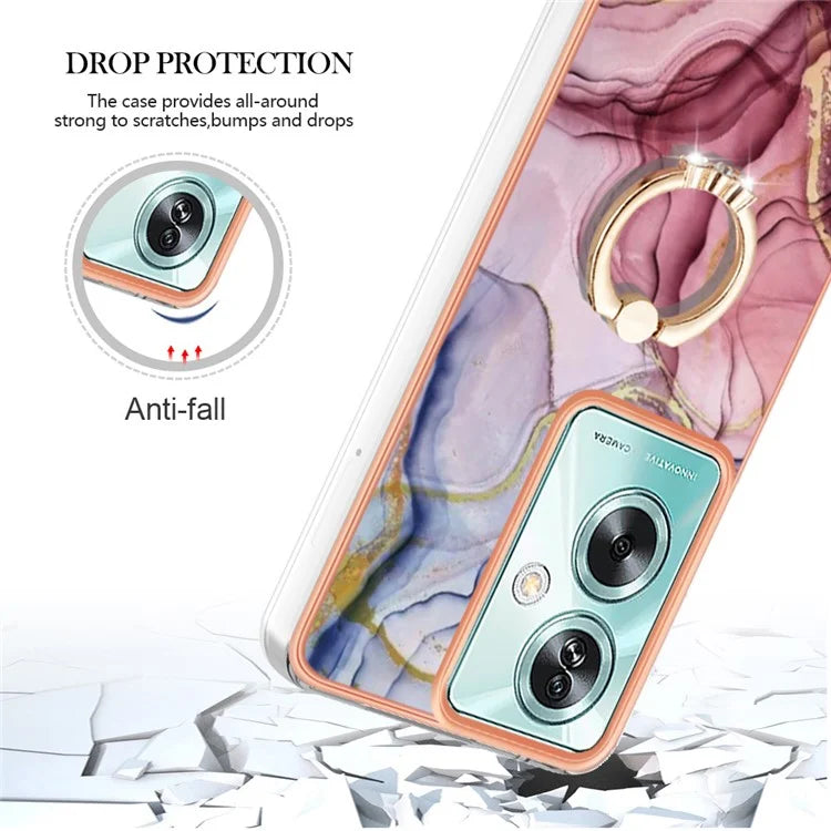 YB IMD Series-17 Style-E For Oppo A79 5G /  A2 5 Back Case Electroplated Ring Kickstand Phone Shell
