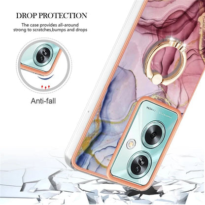 YB IMD Series-17 Style-E For Oppo A79 5G /  A2 5 Back Case Electroplated Ring Kickstand Phone Shell