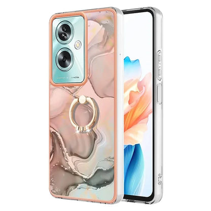 YB IMD Series-17 Style-E For Oppo A79 5G /  A2 5 Back Case Electroplated Ring Kickstand Phone Shell