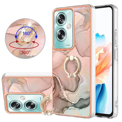 YB IMD Series-17 Style-E For Oppo A79 5G /  A2 5 Back Case Electroplated Ring Kickstand Phone Shell