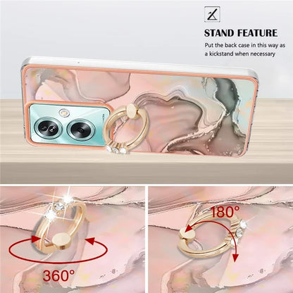 YB IMD Series-17 Style-E For Oppo A79 5G /  A2 5 Back Case Electroplated Ring Kickstand Phone Shell
