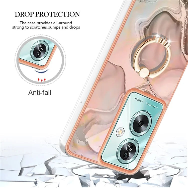 YB IMD Series-17 Style-E For Oppo A79 5G /  A2 5 Back Case Electroplated Ring Kickstand Phone Shell