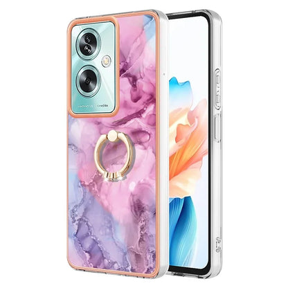 YB IMD Series-17 Style-E For Oppo A79 5G /  A2 5 Back Case Electroplated Ring Kickstand Phone Shell