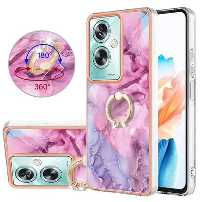 YB IMD Series-17 Style-E For Oppo A79 5G /  A2 5 Back Case Electroplated Ring Kickstand Phone Shell