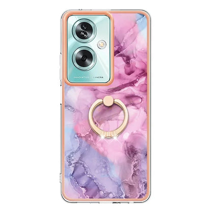 YB IMD Series-17 Style-E For Oppo A79 5G /  A2 5 Back Case Electroplated Ring Kickstand Phone Shell