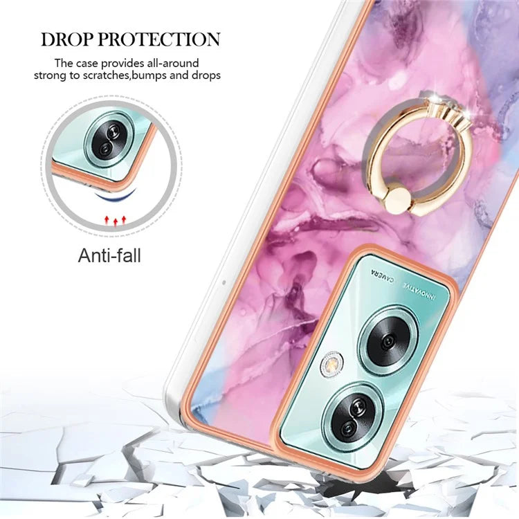 YB IMD Series-17 Style-E For Oppo A79 5G /  A2 5 Back Case Electroplated Ring Kickstand Phone Shell