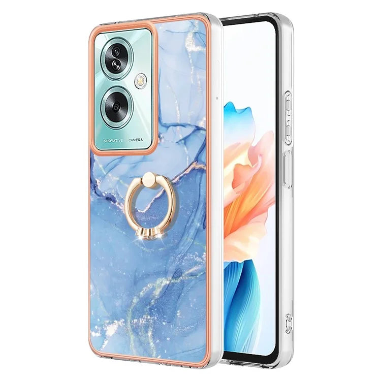 YB IMD Series-17 Style-E For Oppo A79 5G /  A2 5 Back Case Electroplated Ring Kickstand Phone Shell