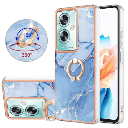 YB IMD Series-17 Style-E For Oppo A79 5G /  A2 5 Back Case Electroplated Ring Kickstand Phone Shell
